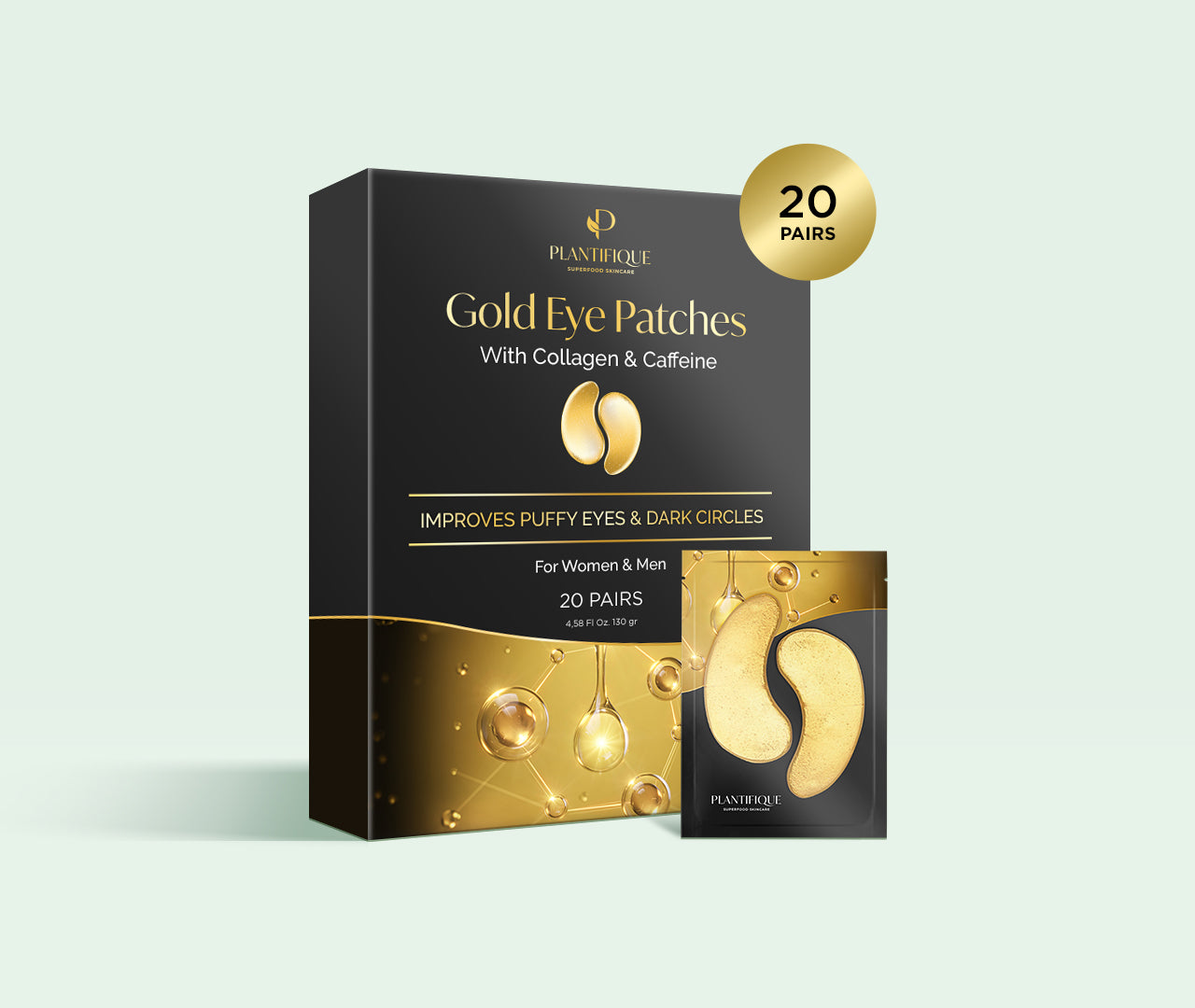 Golden Under Eye Gel Patches - Plantifique