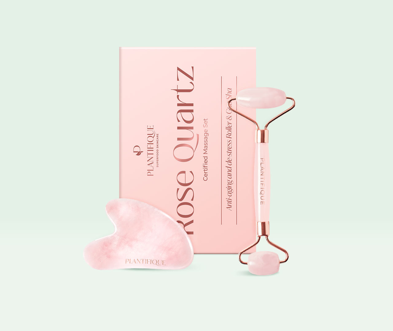 Rose Quartz Roller & Gua Sha Set - Plantifique