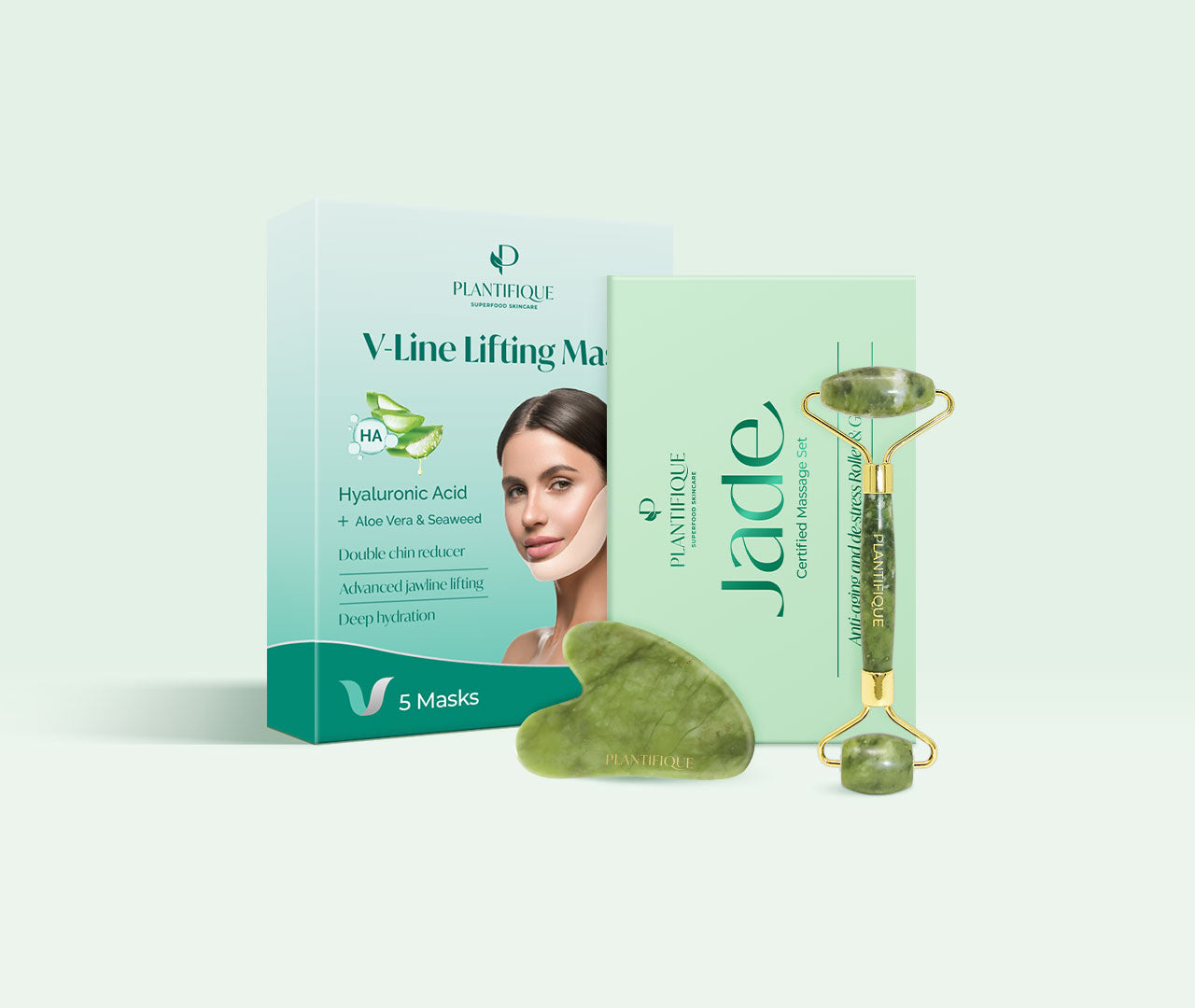 Double Chin Reducer V Line Lifting Mask Hyaluronic Acid Seaweed Extract 5  Pieces